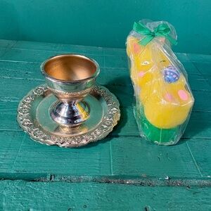 Yellow Bunny Easter Candle with Green Base - Decorative Holiday Accent